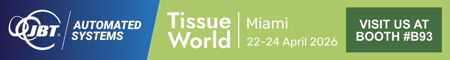 JBT Automated Systems stellt vom 22. bis 24. April 2026 auf der Tissue World Miami am Stand Nr. B93 aus.